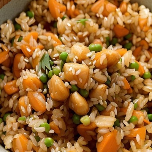 Рис по-китайски со скрэмблом (жареный рис с яйцом и овощами)